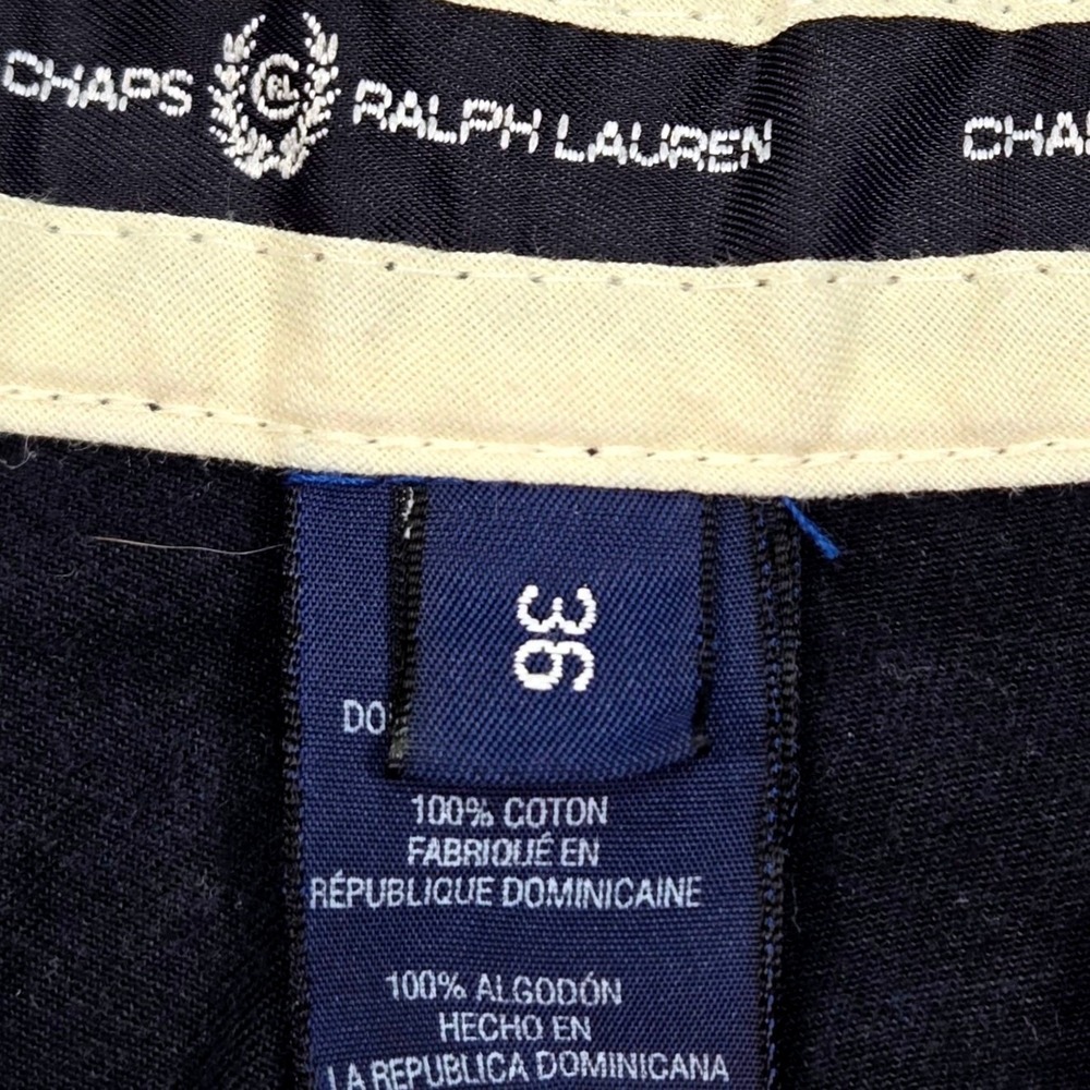 Chaps Ralph Lauren Chino Shorts‎ Mens 36 Navy Blue Good Cotton Flat Front 70901M - Picture 9 of 16